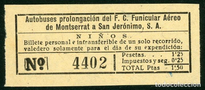 Collectionnisme Billets de transport: (L385)  BILLETE DE AUTOBUS PROLONGACION FUNICULAR DE MONTSERRAT // NI&Ntilde;O // Z0