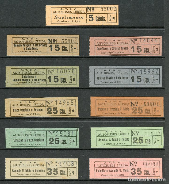Sammeln von Fahrkarten: (380) 11 BILLETES DE AUTOBUSES LERIDA - A.T.S.A. // A&Ntilde;OS 40 // W34