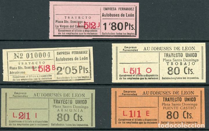 Coleccionismo Billetes de transporte: (L393) 4 BILLETES DE EMPRESA FERNANDEZ - AUTOBUSES DE LEON // Z31