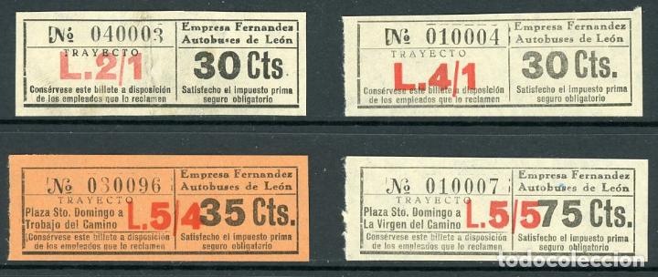 Colecionismos Bilhetes de Transporte: (L392) 4 BILLETES DE EMPRESA FERNANDEZ - AUTOBUSES DE LEON // Z29