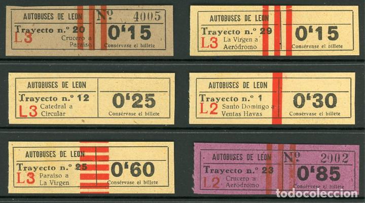 Coleccionismo Billetes de transporte: (L390) 6 BILLETES DE AUTOBUSES LEON  // Z28