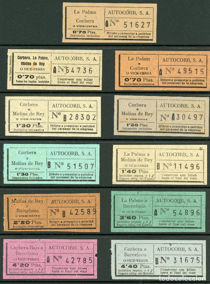Coleccionismo Billetes de transporte: (L395) 11 BILLETES DE AUTOCORB, S.A. // LA PALMA, CORBERA, MOLINS DE REY, BARCELONA  // X3