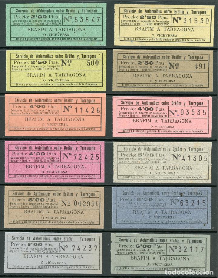Coleccionismo Billetes de transporte: (L397) 12 BILLETES DE SERVICIO DE AUTOMNIBUS ENTRE BRAFIM Y TARRAGONA // X13