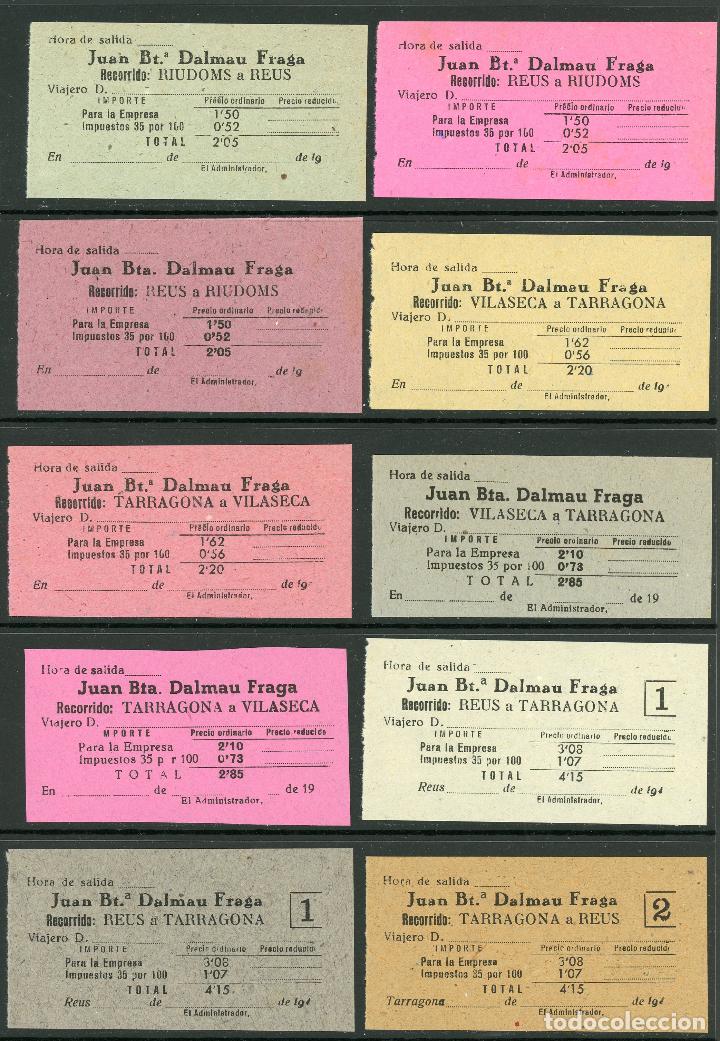 Coleccionismo Billetes de transporte: (L398) 10 BILLETES DE JUAN BT&ordf; DALMAU FRAGA // RIUDOMS, REUS, VILASECA, TARRAGONA // 1940 // X17