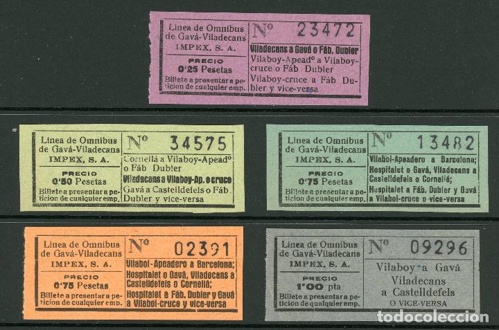Collectionnisme Billets de transport: (L409) 5 BILLETES DE IMPEX S.A. // ... VILABOI ... //A&Ntilde;OS 1936-39 // X55