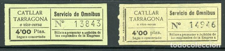 Coleccionismo Billetes de transporte: (L416) 2 BILLETES DE SERVICIO DE OMNIBUS // CATLLAR - TARRAGONA // A&Ntilde;OS 40 // U6