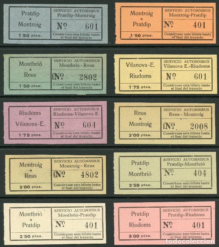 Coleccionismo Billetes de transporte: (L413) 10 BILLETES DE SERVICIO AUTOMNIBUS // MONTBRIO , PRATDIP, RIUDOMS,... // U3