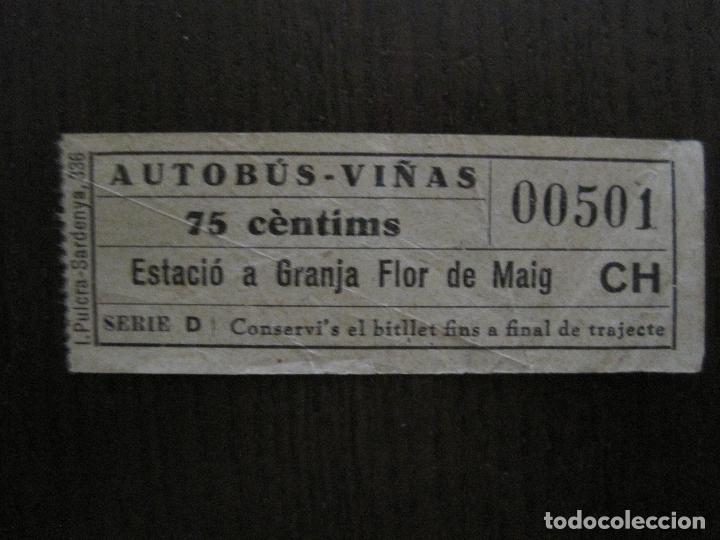 Sammeln von Fahrkarten: BILLETE AUTOBUS VI&Ntilde;AS - 75 CENTIMOS -ESTACIO GRANJA FLOR DE MAIG -VER FOTOS(V-14.565)