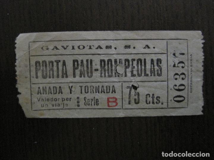 Sammeln von Fahrkarten: BILLETE GAVIOTAS S.A. - 75 CENTIMS-PORTA PAU ROMPEOLAS  -VER FOTOS(V-14.566)