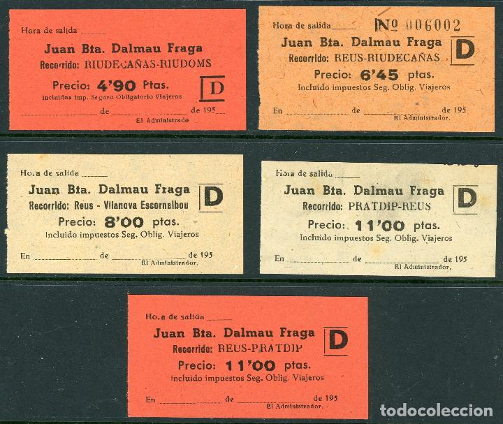Coleccionismo Billetes de transporte: (L424) 5 BILLETES DE JUAN BTA. DALMAU // RIUDECA&Ntilde;AS, RIUDOMS, VILANONA ESCORNALBOU // A&Ntilde;OS 50 // U32