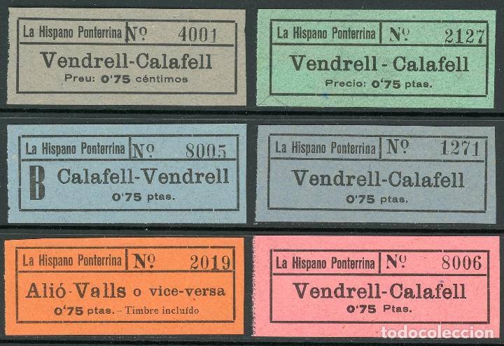 Coleccionismo Billetes de transporte: (L429) 6 BILLETES DE LA HISPANO PONTERRINA // CALAFELL, VENDRELL, ALIO, // U56