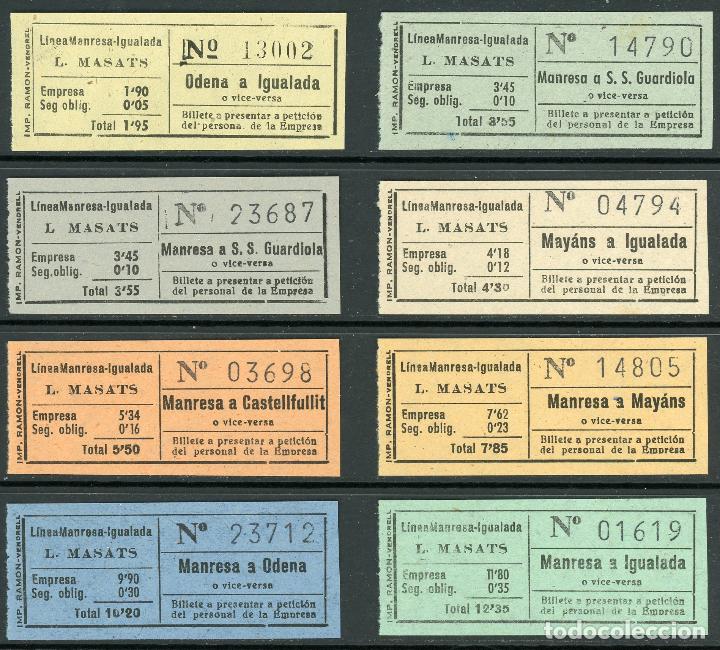 Coleccionismo Billetes de transporte: (L431) 8 BILLETES DE L. MASATS // A&Ntilde;OS 40 // U61