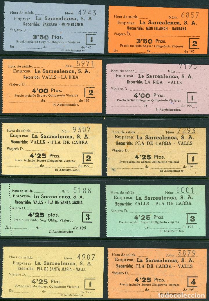 Coleccionismo Billetes de transporte: (L444) 10 BILLETES DE LA SARREALENCA  // A&Ntilde;OS 50 // U51