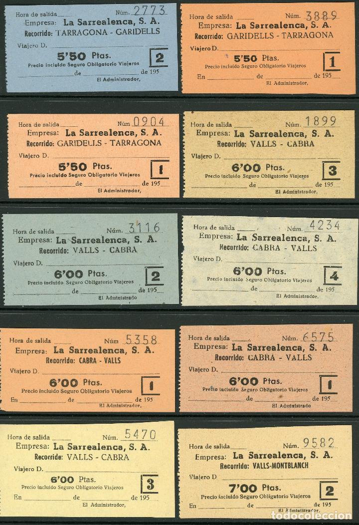 Coleccionismo Billetes de transporte: (L445) 10 BILLETES DE LA SARREALENCA // GARIDELLS, CABRA, VALLS, TARRAGONA,... // A&Ntilde;OS 50 // U52