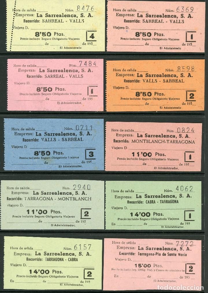 Coleccionismo Billetes de transporte: (L446) 10 BILLETES DE LA SARREALENCA // SARREAL, VALLS, CABRA,... // A&Ntilde;OS 50 // U52