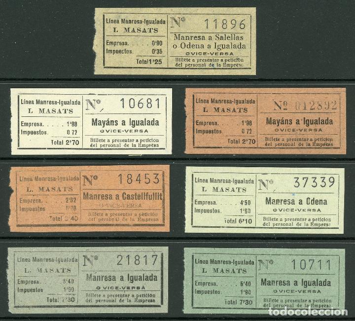 Coleccionismo Billetes de transporte: (L451) 7 BILLETEs DE L MASATS //  SIN IMPRESOR // A&Ntilde;OS 40-50 // U60