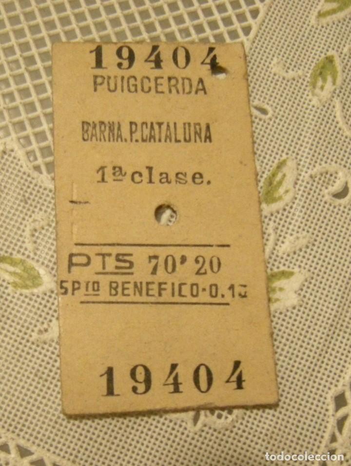 Collectionnisme Billets de transport: BILLETE EDMONSON PUIGCERDA - BARNA. P. CATALU&Ntilde;A EN BUEN ESTADO