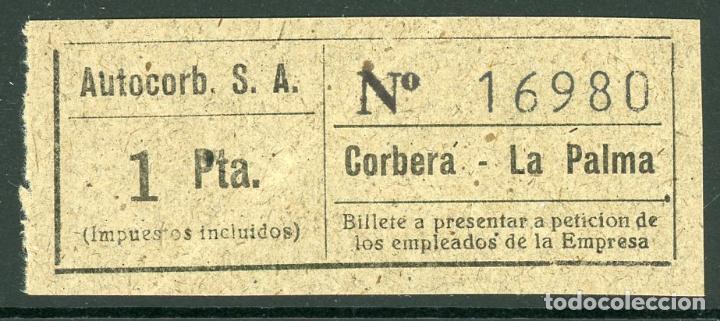 BILLETE DE AUTOCORB, S.A. // CORBERA - LA PALMA // AÑOS 40 - 50 // T7