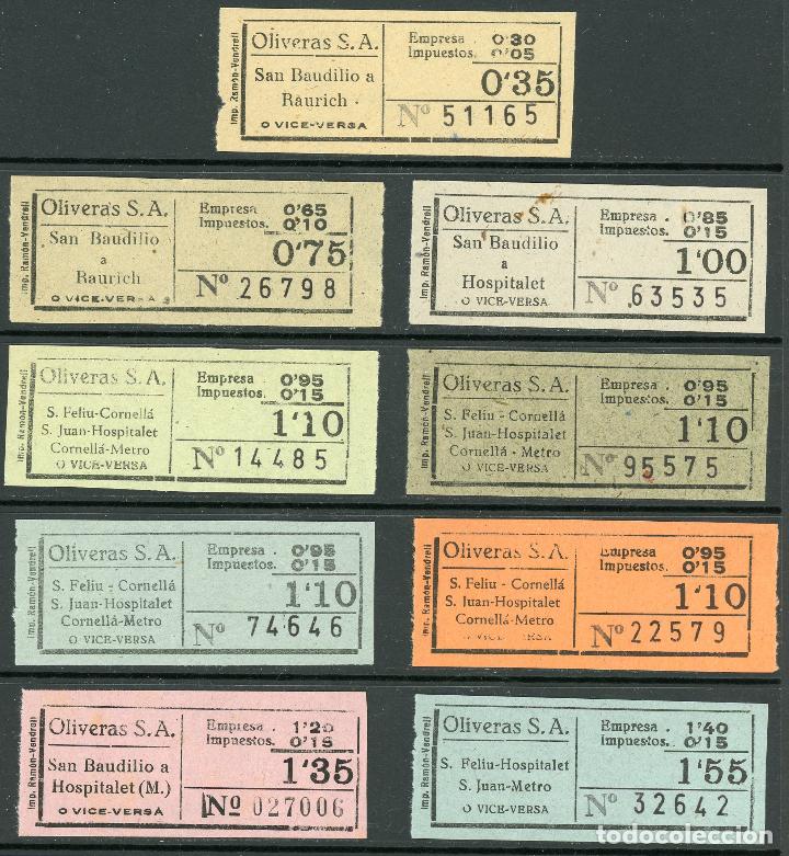 Coleccionismo Billetes de transporte: (L461) 9 BILLETES DE OLIVERAS S.A.  // T14