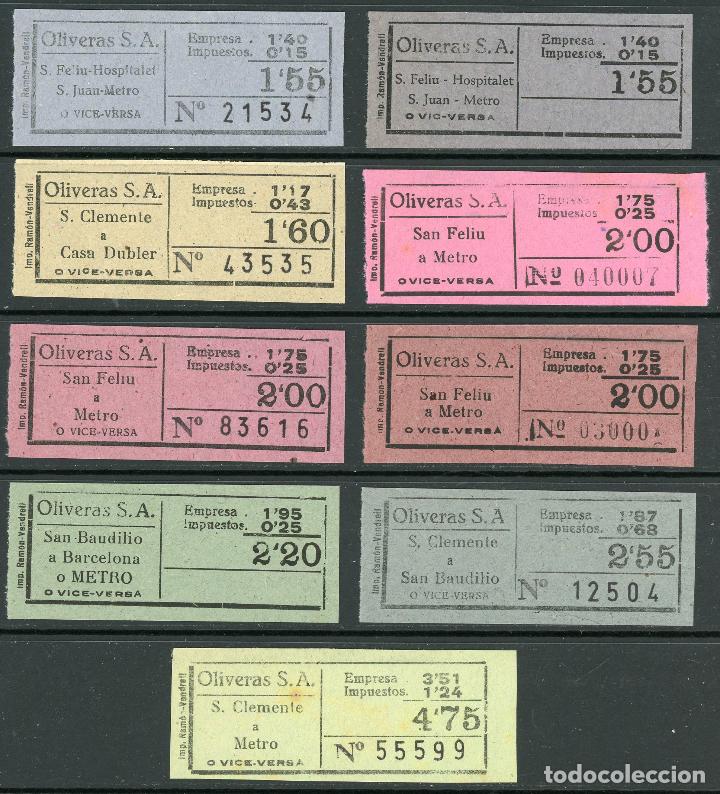 Coleccionismo Billetes de transporte: (L462) 9 BILLETES DE OLIVERAS S.A.  // T14