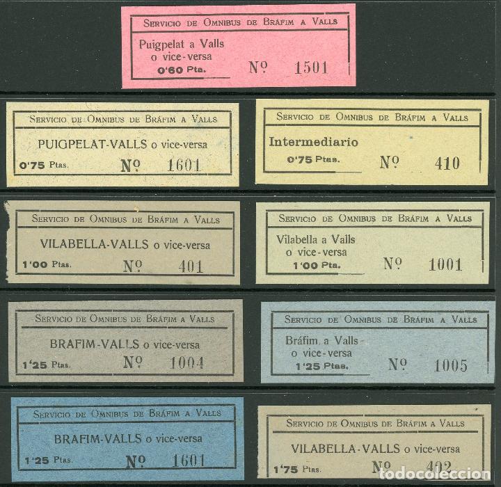 Coleccionismo Billetes de transporte: (L463) 9 BILLETES DE OMNIBUS DE BRAFIM A VALLS // T27