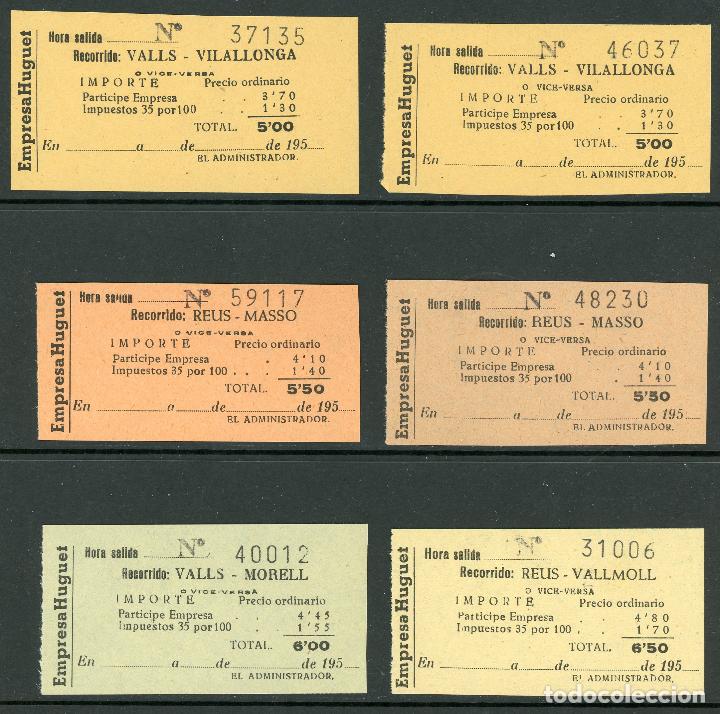 Collectionnisme Billets de transport: (L467) 5 BILLETES DE EMPRESA HUGUET // A&Ntilde;OS 50 // T39