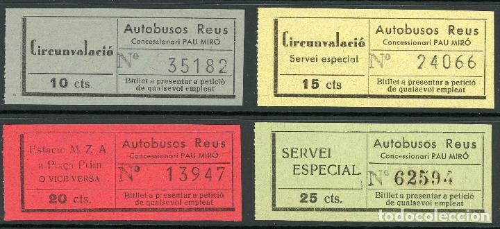 Sammeln von Fahrkarten: (L469) 4 BILLETES DE AUTOBUSES REUS // A&Ntilde;OS 30 /7 T53