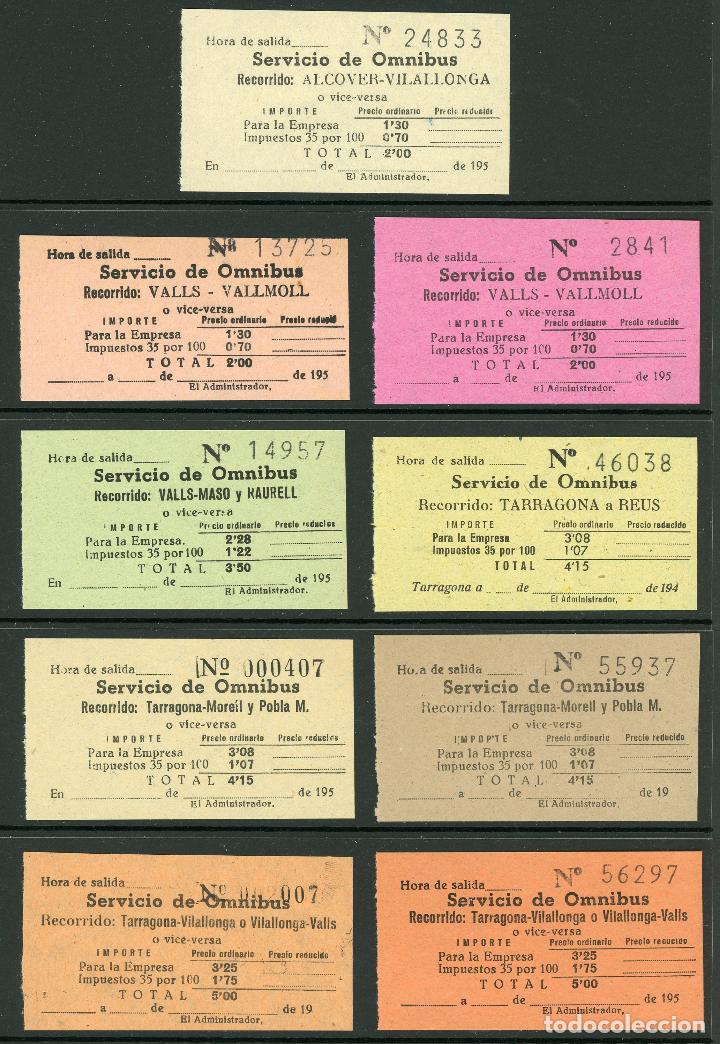 Sammeln von Fahrkarten: (L476) 9 BILLETES DE Serv. OMNIBUS //  A&Ntilde;OS 50 // T45