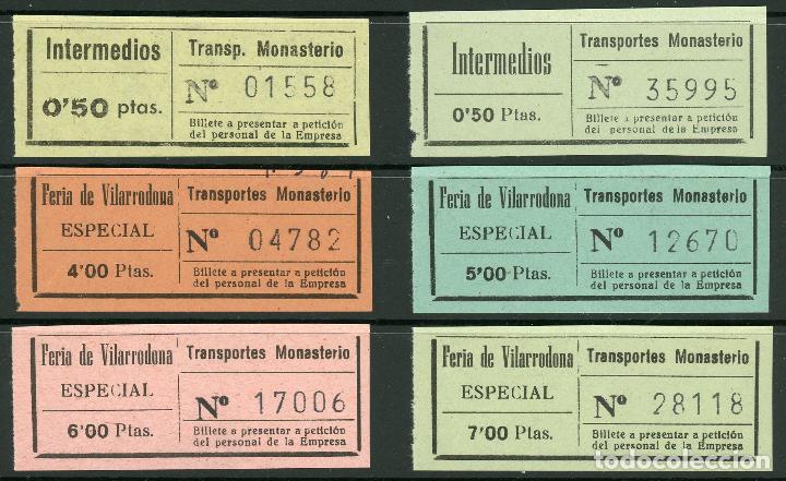 Sammeln von Fahrkarten: (L478) 6 BILLETES DE TRANSPORTES MONASTERIO  // T28