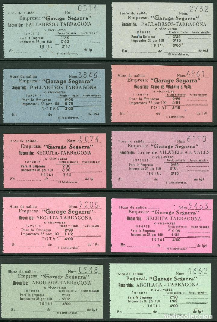 Coleccionismo Billetes de transporte: (L487) 10 BILLETES DE GARAGE SEGARRA  // 1940 // V36