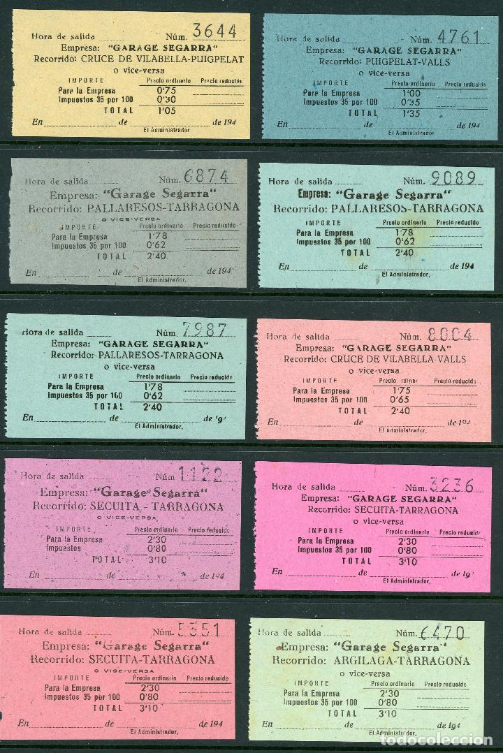 Coleccionismo Billetes de transporte: (L489) 10 BILLETES DE GARAGE SEGARRA  // 1940 // V37