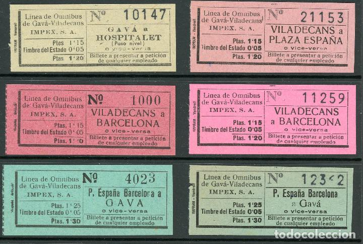 Colecionismos Bilhetes de Transporte: (L503) 6 BILLETE DE IMPEX, S.A. LINEA GAVA - VILADECANS  // X55