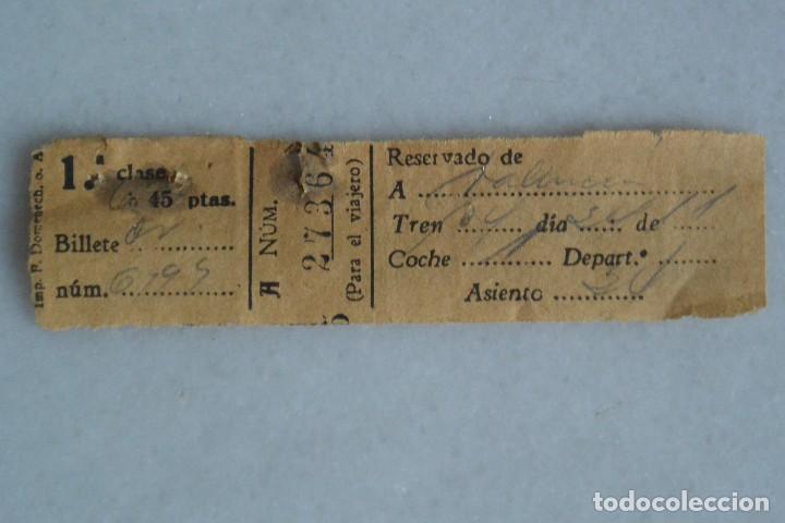 Coleccionismo Billetes de transporte: BILLETE DE FERROCARRIL RESERVA DE ASIENTO 1&ordm; CLASE 1950?