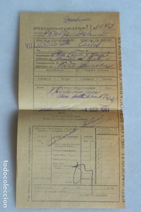 Coleccionismo Billetes de transporte: BILLETE DE FERROCARRIL MATRIZ CARTA DE  PORTE VILLACA&Ntilde;AS AVILES 1951