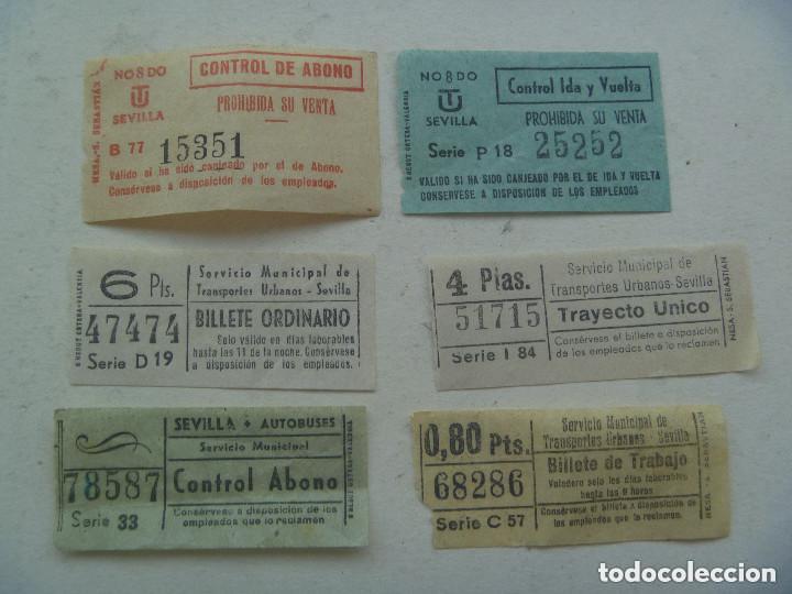 Collectables Transport Tickets: LOTE DE 6 BILLETES DE AUTOBUS DE SEVILLA A&Ntilde;OS 60. DISTINTOS Y CAPICUAS.