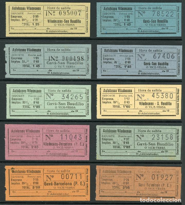 Sammeln von Fahrkarten: (L525) 10 BILLETES DE AUTOBUSES VILADECANS // A&Ntilde;OS 50 // V17