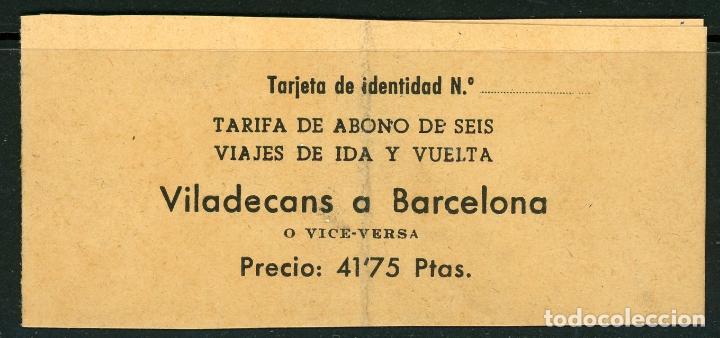 Coleccionismo Billetes de transporte: (L533) TALONARIO DE ABONO DE SEIS VIAJES // VILADECANS - BARCELONA // V12