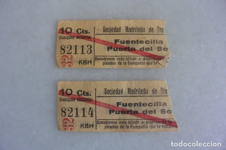 Coleccionismo Billetes de transporte: LOTE DE DOS BILLETES DE TRANVIA MADRID CONSECUTIVOS. A&Ntilde;OS 30. FUENTECILLA-PUERTA SOL