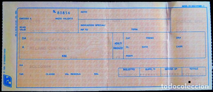 Coleccionismo Billetes de transporte: BILLETE TREN FIRENZE MILANO ITALIA FLORENCIA MILAN 5FEB95