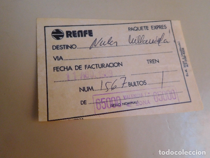 resguardo tren cercanías transporte de bultos r - Comprar Billetes de  transporte antiguos en todocoleccion - 132320690