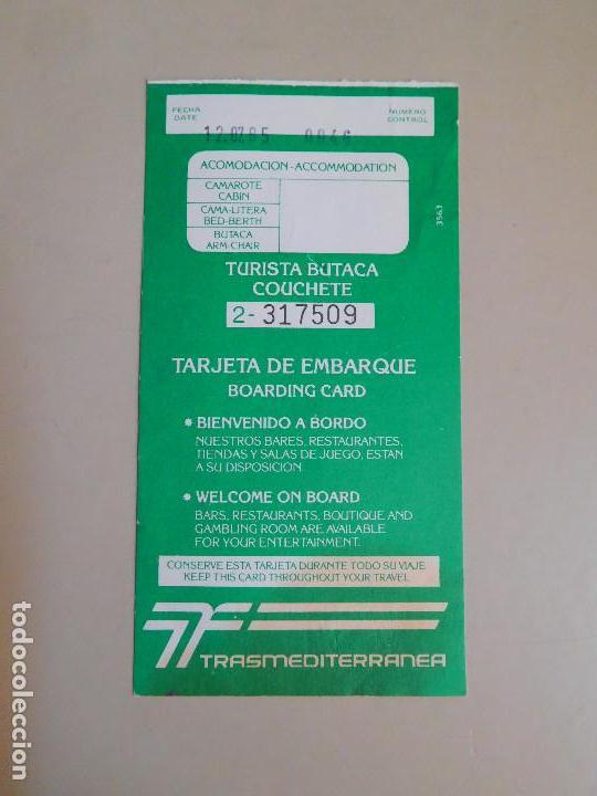 Coleccionismo Billetes de transporte: BILLETE BARCO COMPA&Ntilde;&Iacute;A TRANSMEDITERR&Aacute;NEA PUERTO DE VALENCIA A PALMA DE MALLORCA 12 JULIO 1985