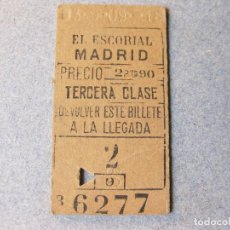 Coleccionismo Billetes de transporte: BILLETE DE TREN EL ESCORIAL MADRID. 1909