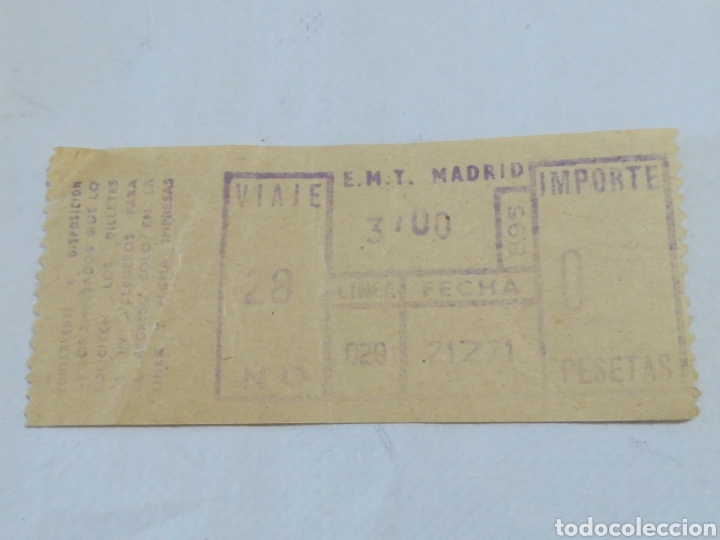 Colecionismos Bilhetes de Transporte: Antiguo billete pase de autob&uacute;s EMT de Madrid. Linea 29. 1971