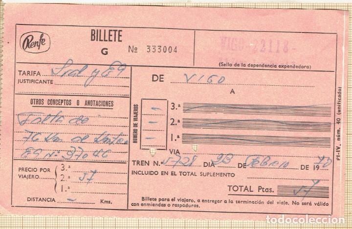 Sammeln von Fahrkarten: BILLETE RENFE DE VIGO A XXXXX- 1970.