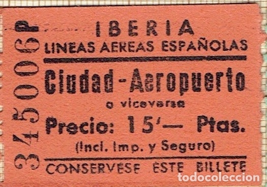 Collectables Transport Tickets: BILLETE AUTOBUS CIUDAD/AEROPUERTO-IBERIA LINEAS AEREAS ESPA&Ntilde;OLAS-1960.