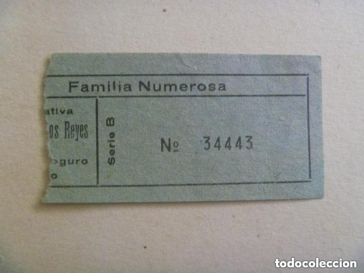 Collectionnisme Billets de transport: BILLETE DE AUTOBUS COOPERATIVA N&ordf; S&ordf; DE LOS REYES, SEVILLA . PARA FAMILIA NUMEROA, A&Ntilde;OS 60. CAPICUA