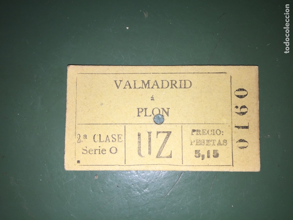 Collectables Transport Tickets: Billete // Minas y FC de Utrillas // Valmadrid - Plou // 2&ordf; clase // 1904