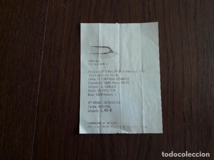 Collectionnisme Billets de transport: ticket billete transportes Hife, l&iacute;nea Tortosa-Vinaroz. origen S. Carles, destino ES.FFC a&ntilde;o 2010