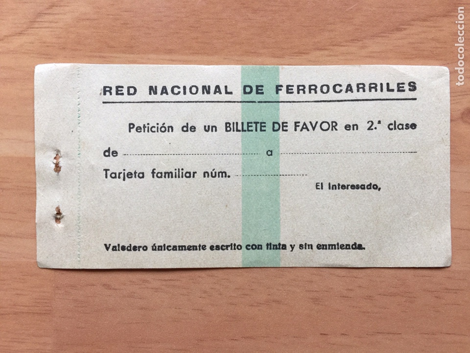Collectables Transport Tickets: Vale para billete favor 2&ordf; clase // Renfe Republicana // Guerra Civil // 1937-1939 - Leer descripcio