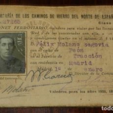 Coleccionismo Billetes de transporte: CARNET DE LA COMPAÑIA DE LOS CAMINOS DE HIERRO DEL NORTE DE ESPAÑA, PLENA REPUBLICA, ENERO DE 1935, 